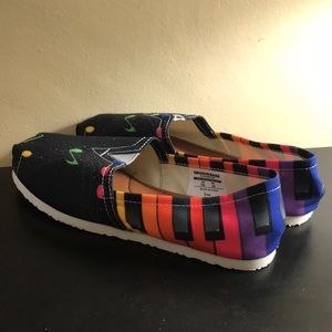 Rainbow Piano Black Music Canvas Groove Bags Shoes